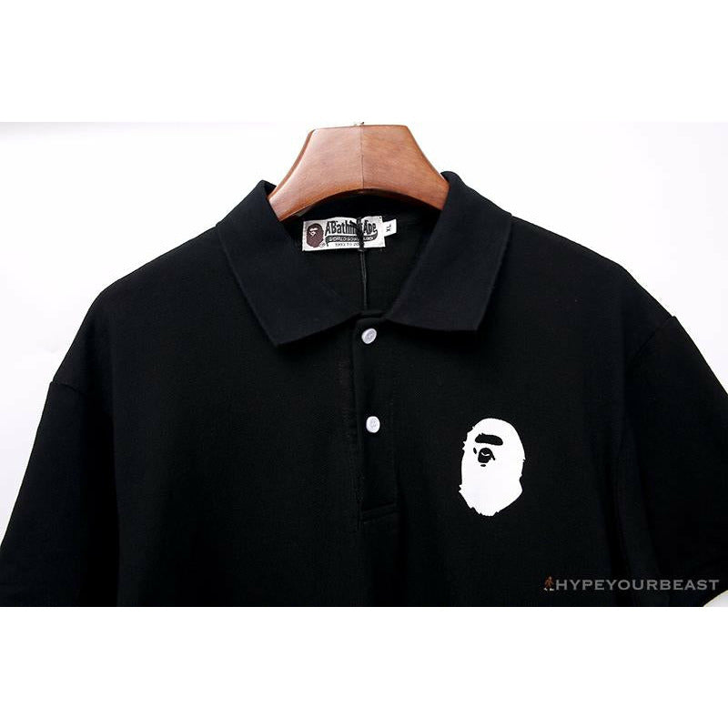 BAPE Classic Ape Head Print Versatile Polo Shirt 'BLACK'