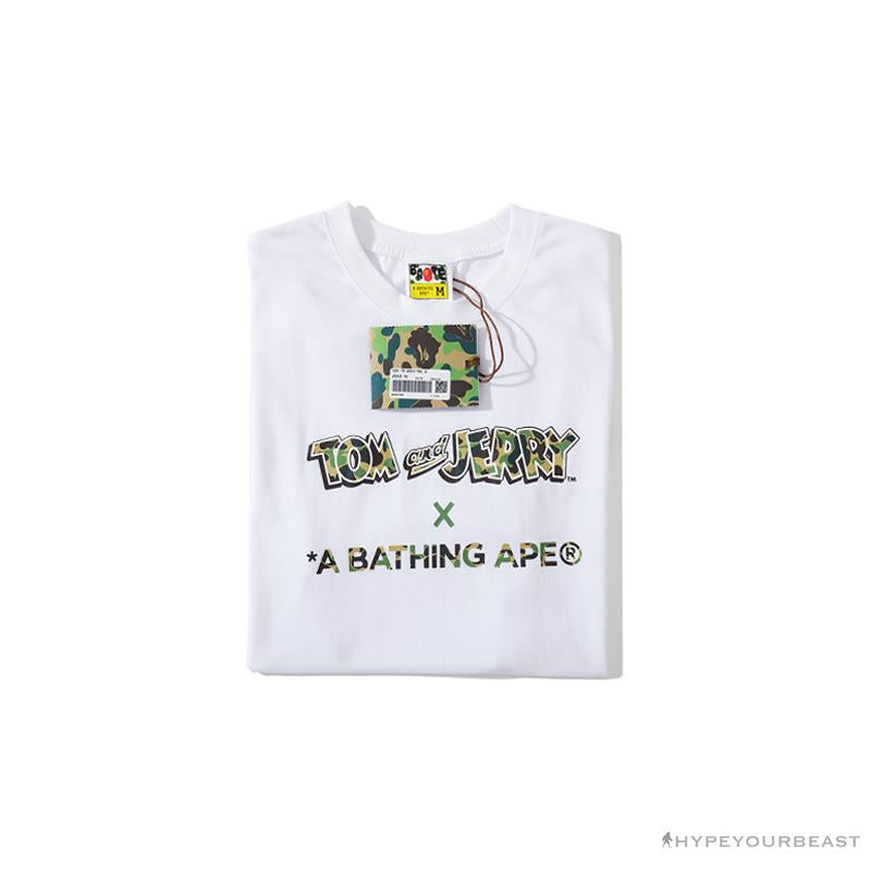 BAPE Little Ape Head Tom and Jerry Chase Tee Shirt 'WHITE'