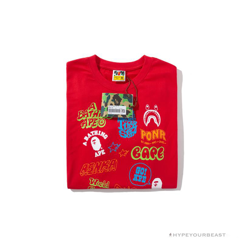 BAPE Street Graffiti Tee Shirt 'RED'