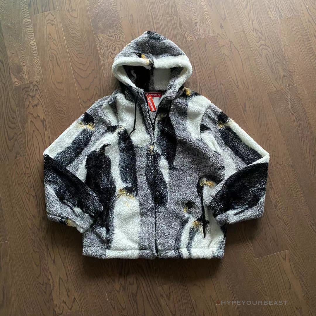 Supreme Penguins Hooded Fleece Jacket Black