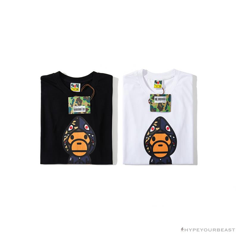 BAPE Baby Milo Blue Shark Hat Little Monkey Tee Shirt 'BLACK'