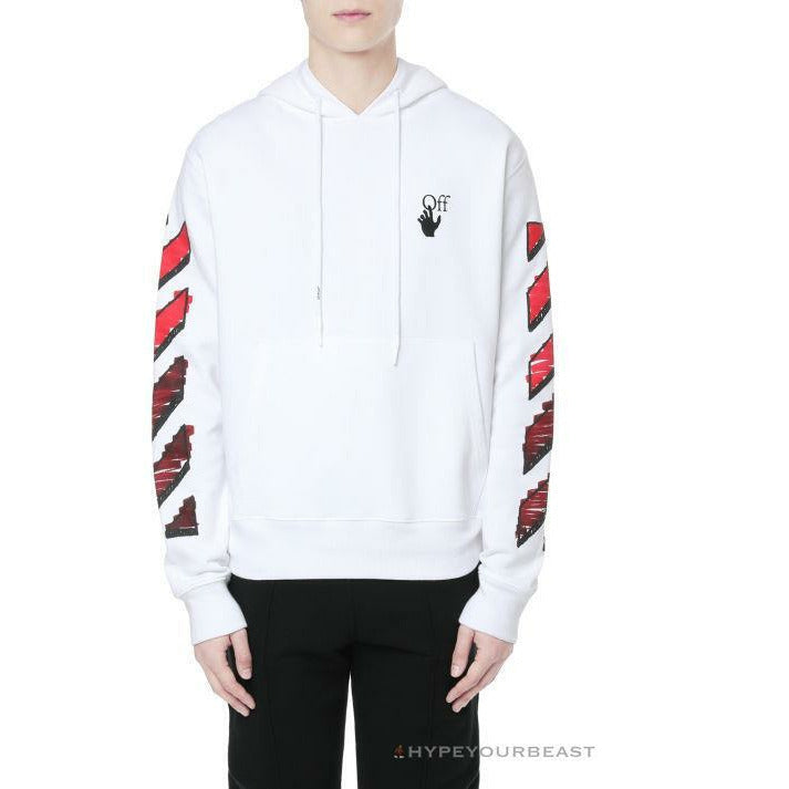 Off White Hoodie White Red