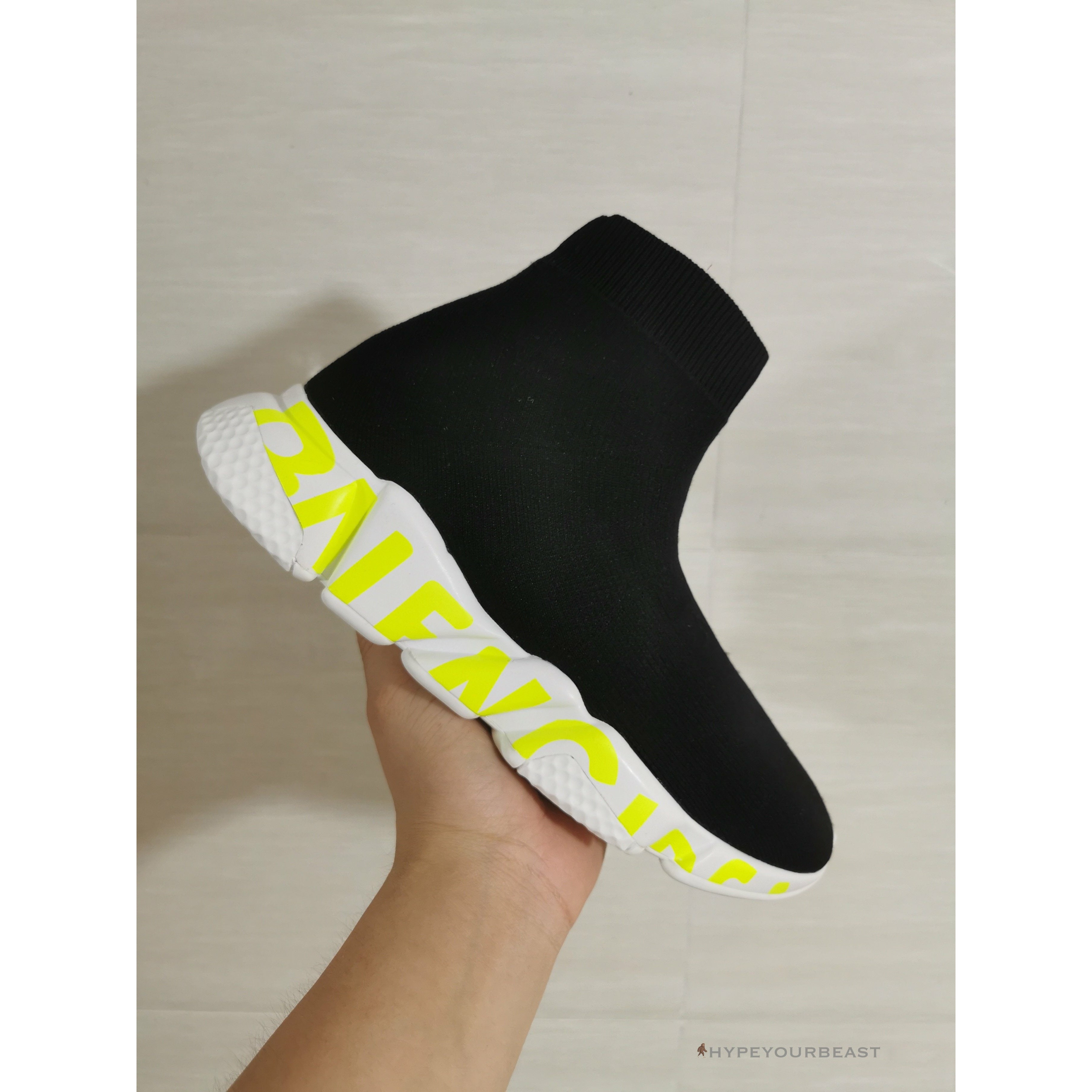 BCG Sock Sneakers Black White Yellow