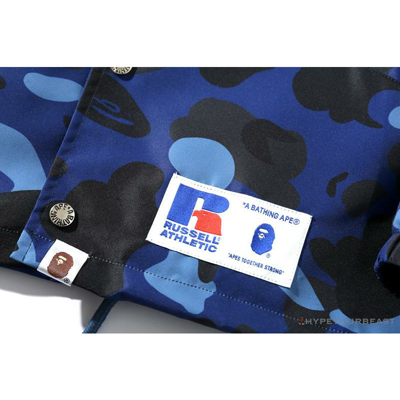 BAPE x RUSSELL ATHLETIC Drawstring Camouflage Sweater 'BLUE'