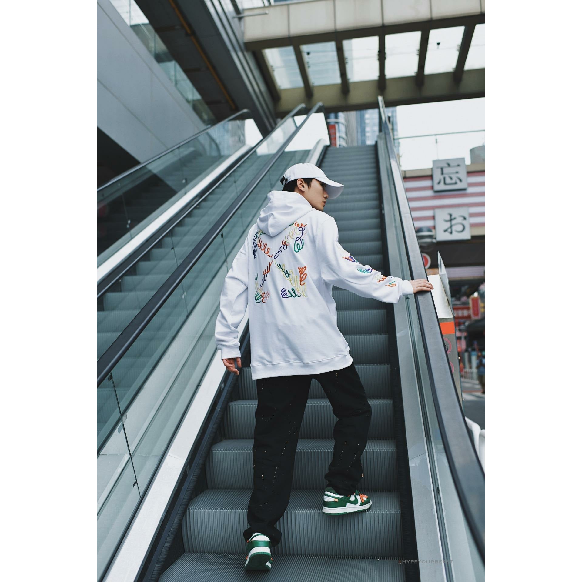 Off White Hoodie Embroidered White
