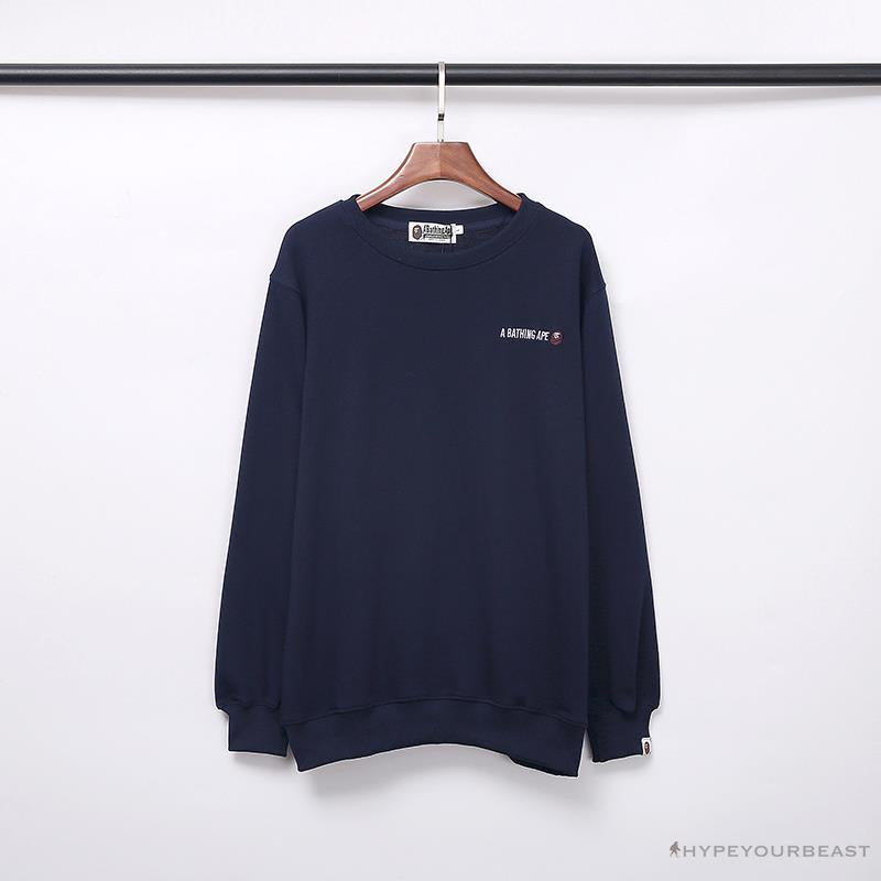 BAPE Behind The Great Ape-Man Head Long Sleeve Shirt 'DARK BLUE'