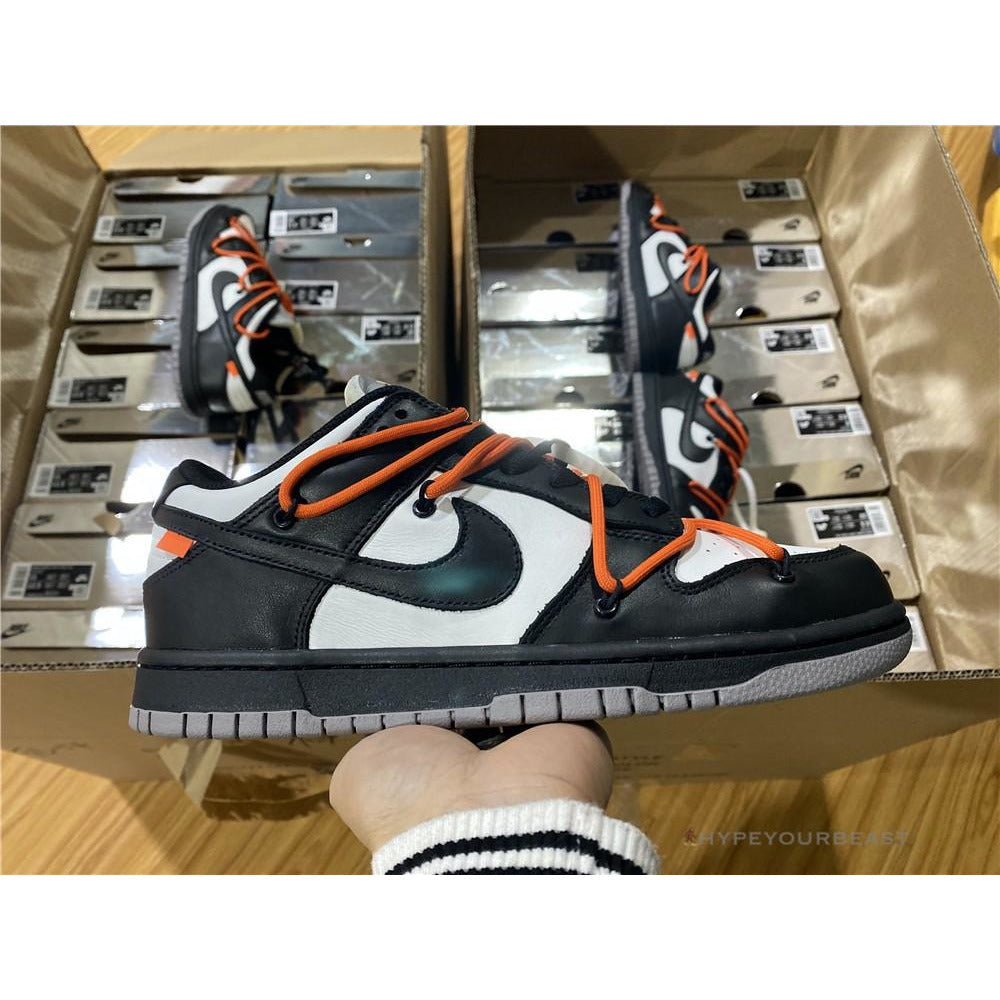 Off White X Nike Dunk Low Black Orange Lace