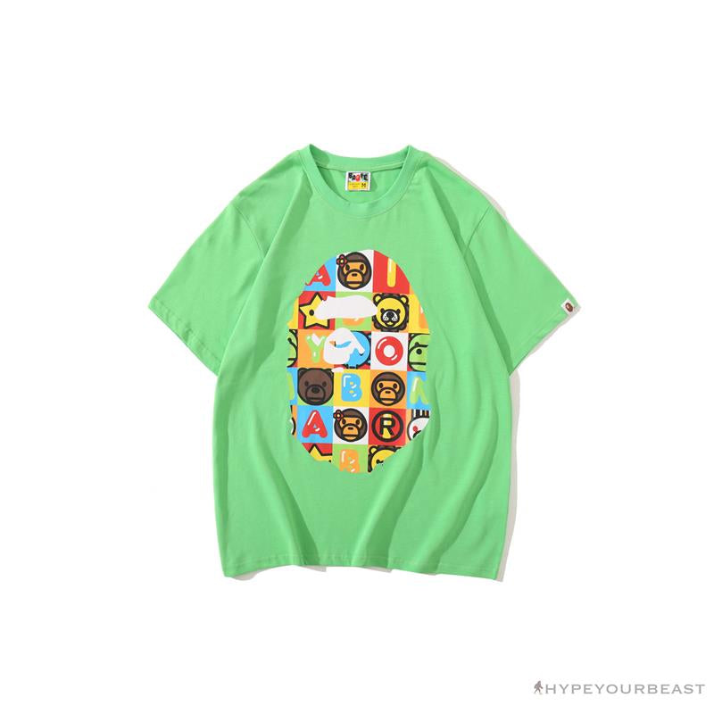 BAPE Baby Milo Color Square Ape Head Tee Shirt 'GREEN'