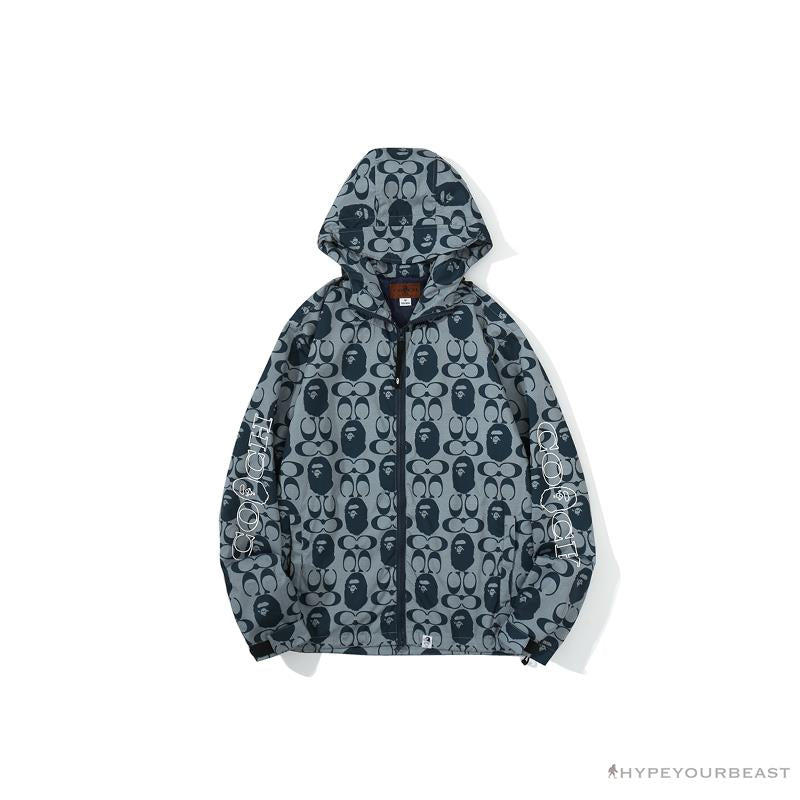 BAPE x COACH Co-Branded Grey-Blue Hoodie