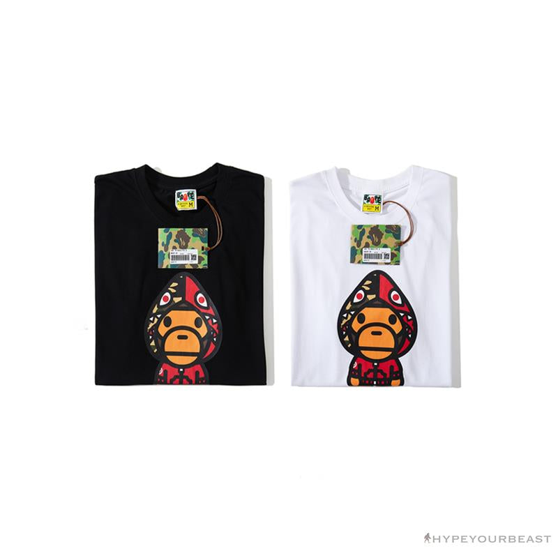 BAPE Baby Milo Red Shark Hat Little Monkey Tee Shirt 'WHITE'