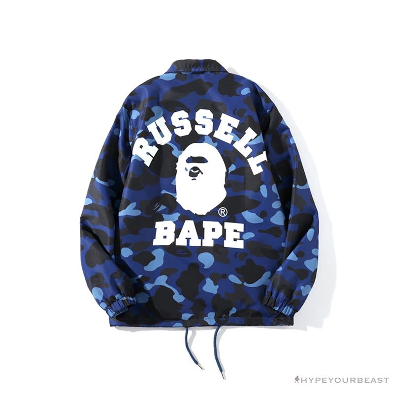 BAPE x RUSSELL ATHLETIC Drawstring Camouflage Sweater 'BLUE'