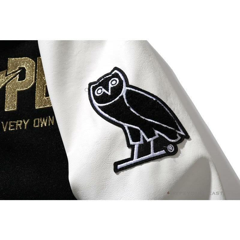BAPE OVO Patchwork Baseball Owl Jacket