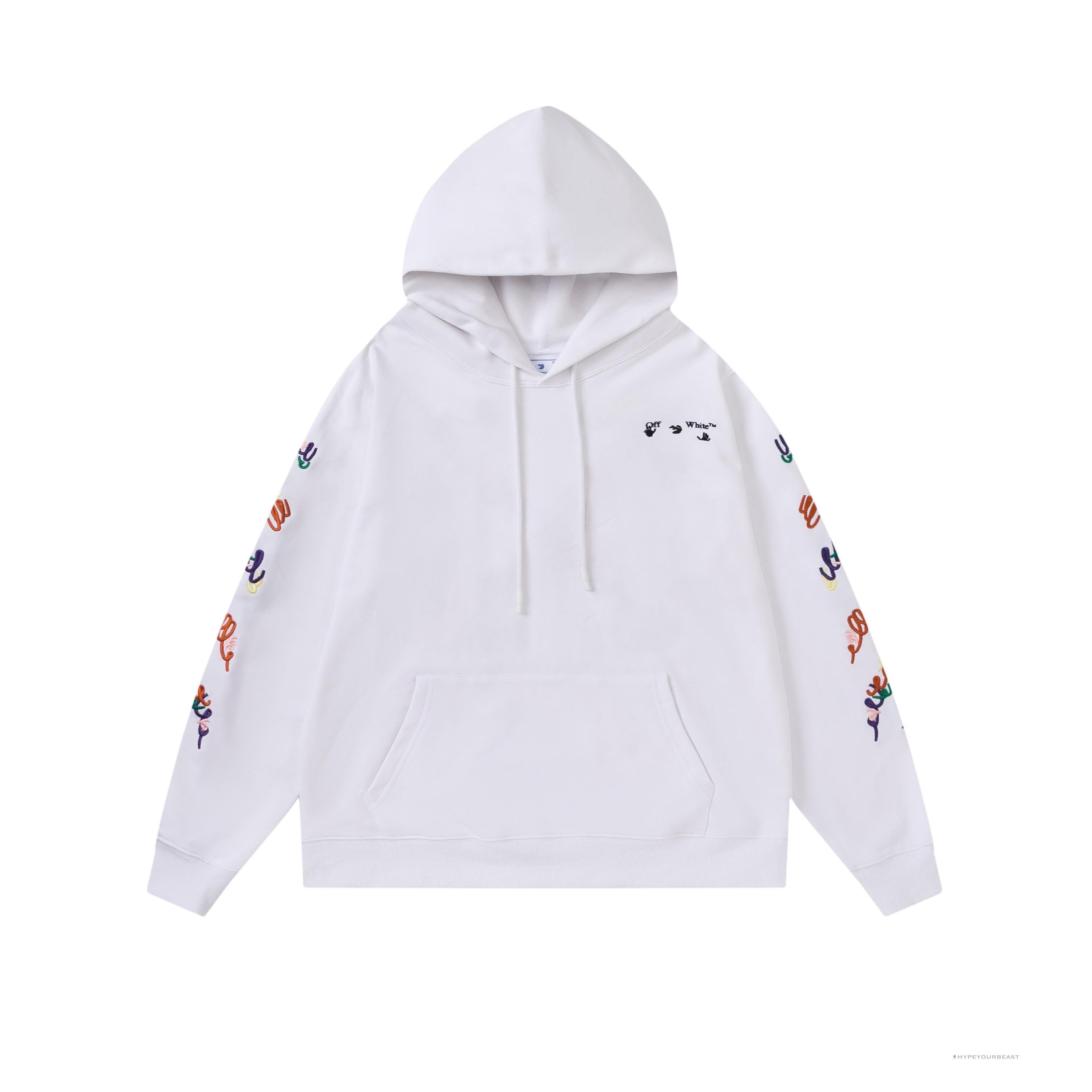Off White Hoodie Embroidered White