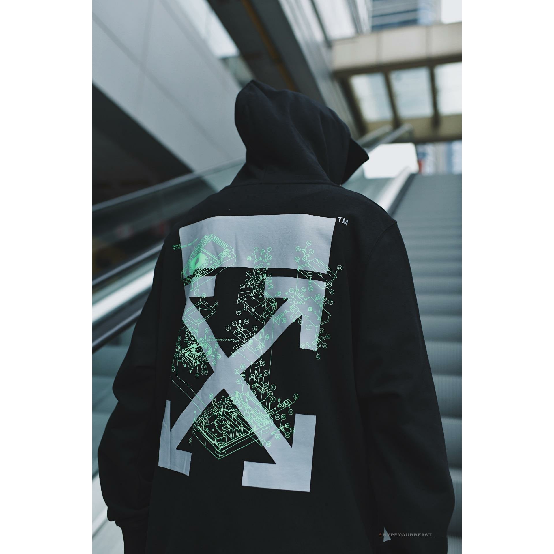 Off White Hoodie Machine Black