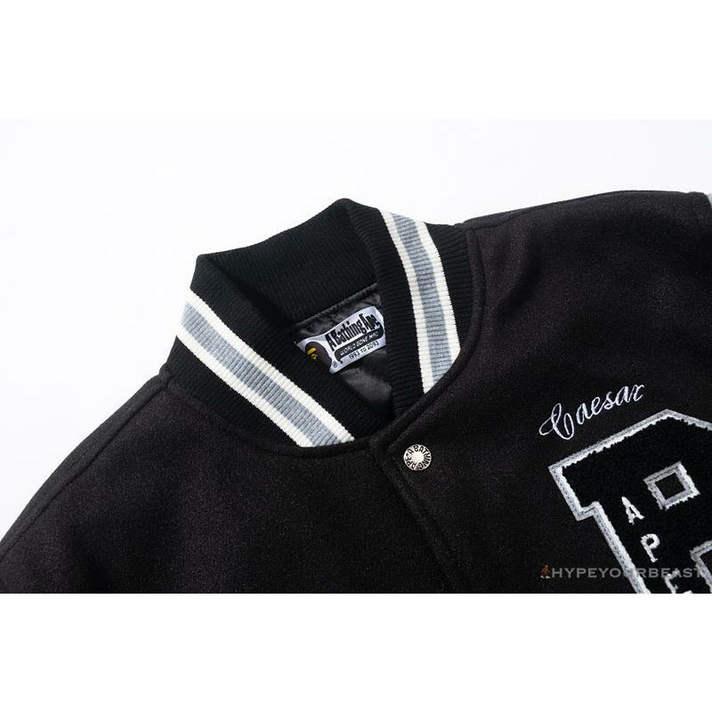 BAPE Embroidered STA Star Stitched Woolen Baseball Jacket 'BLACK'