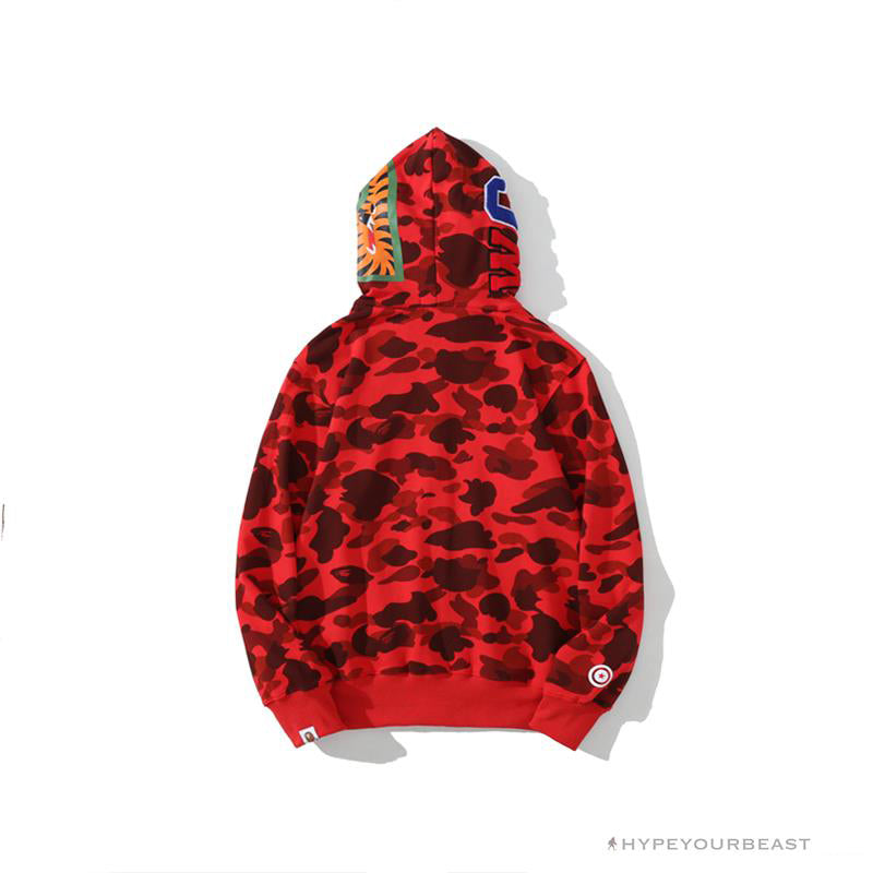 BAPE Camo Hoodie Shark Head 'RED'