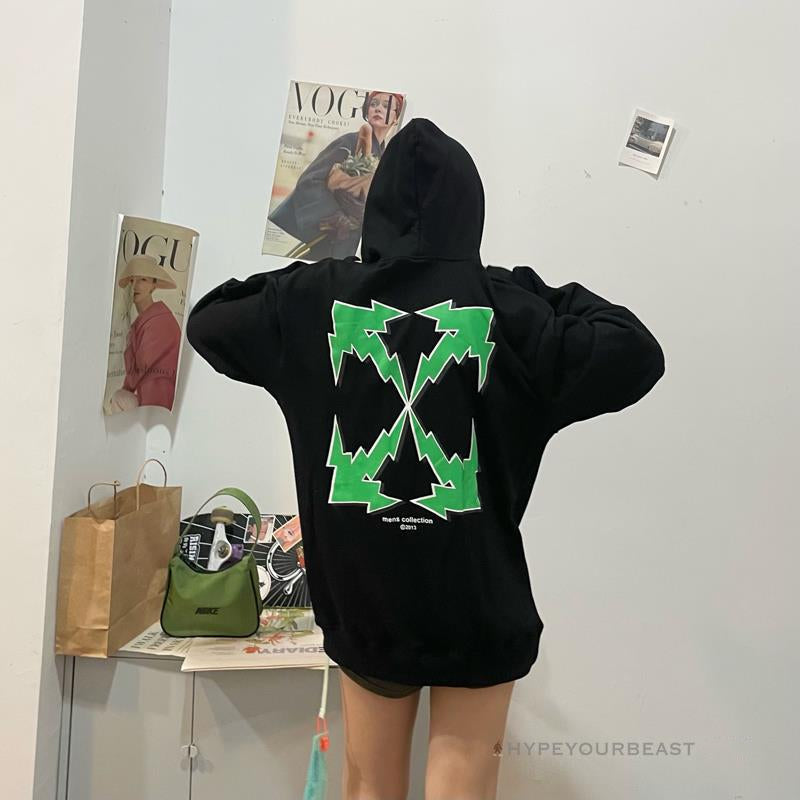 Off-White Green Hoodie - Black