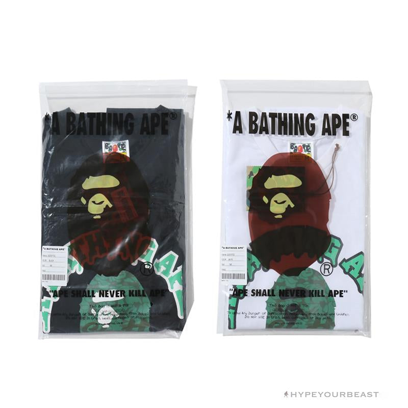 BAPE Paint Splash Green Camouflage Tee Shirt 'WHITE'