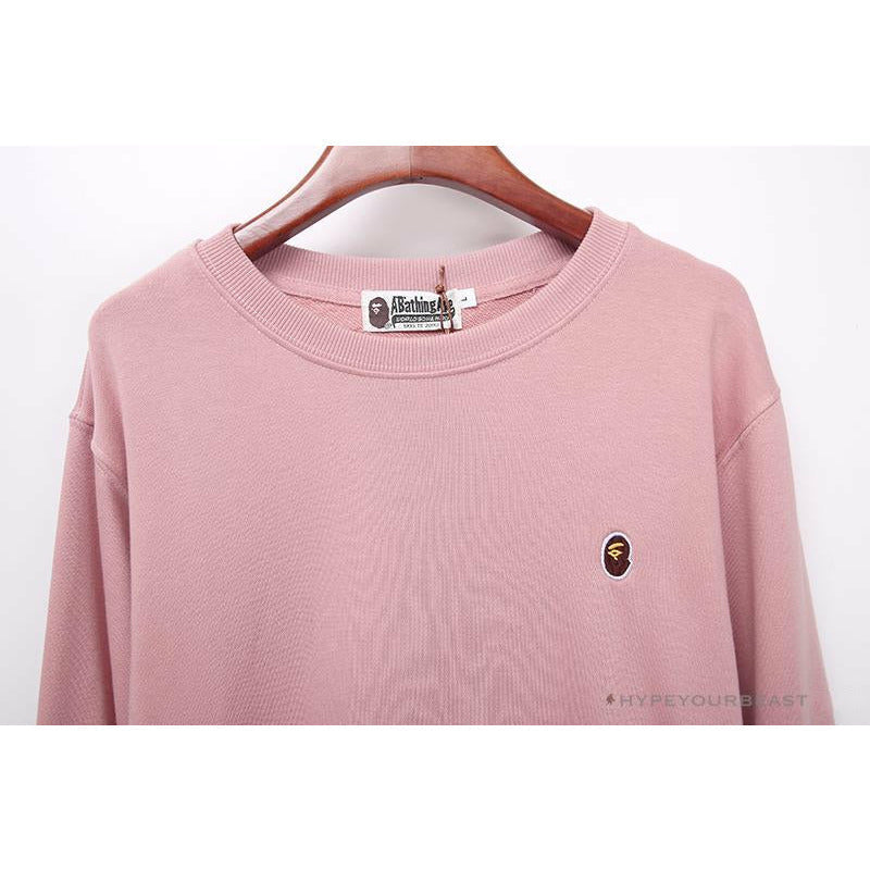 BAPE Classic Ape Head Embroidered Long Sleeve Shirt 'PINK'