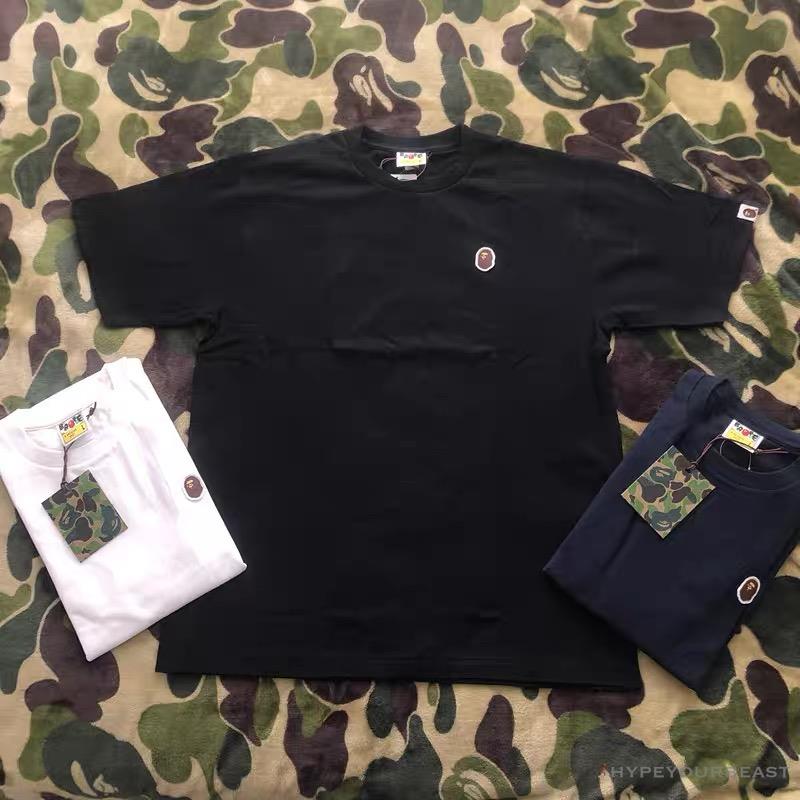 BAPE Classic Embroidered Logo Ape Head Tee Shirt 'BLACK'