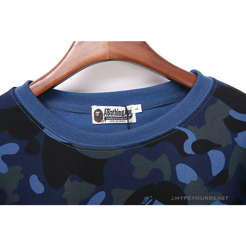 BAPE Classic Ape Head Embroidered Camouflage Long Sleeve Shirt 'BLUE'