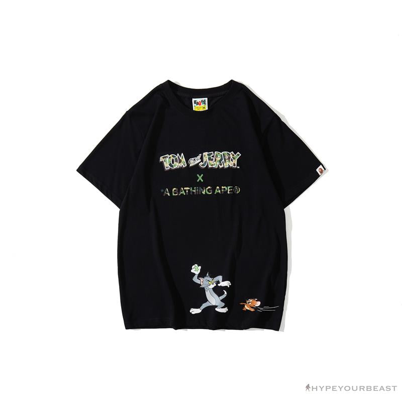 BAPE Little Ape Head Tom and Jerry Chase Tee Shirt 'BLACK'