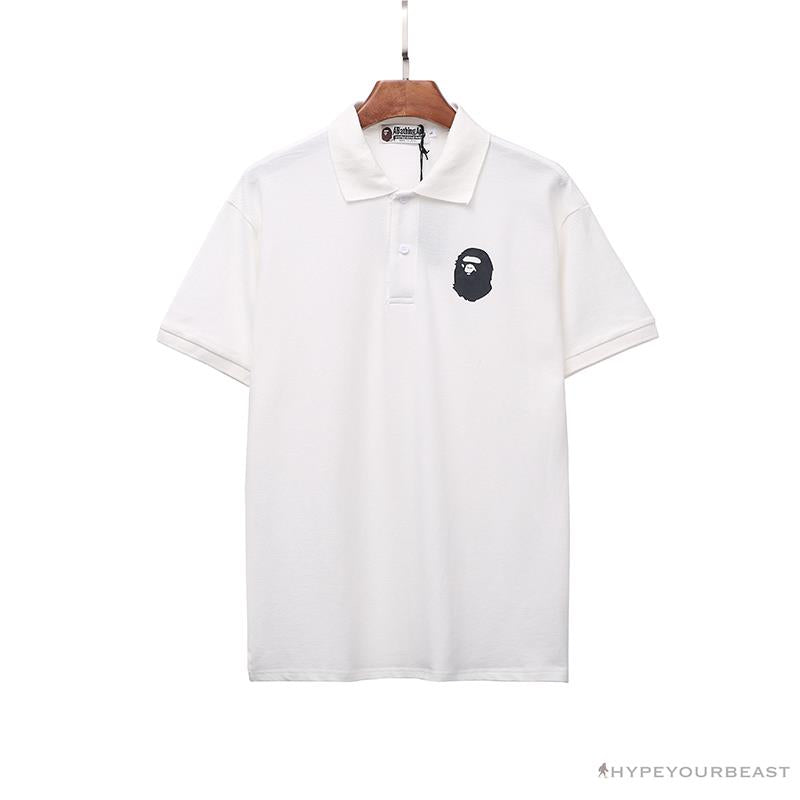 BAPE Classic Ape Head Print Versatile Polo Shirt 'WHITE'