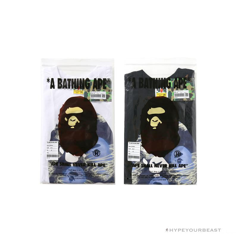 BAPE Blue Ape Head Green Storm Tee Shirt 'WHITE'