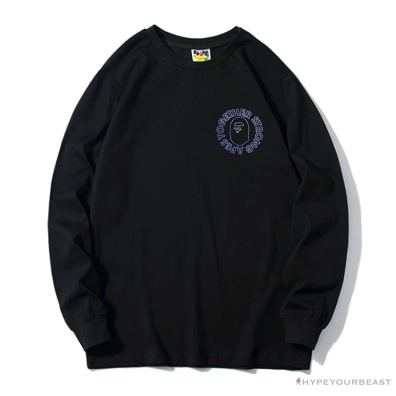 BAPE APES TOGETHER English Alphabet Ape Head Long Sleeve Shirt 'BLACK'