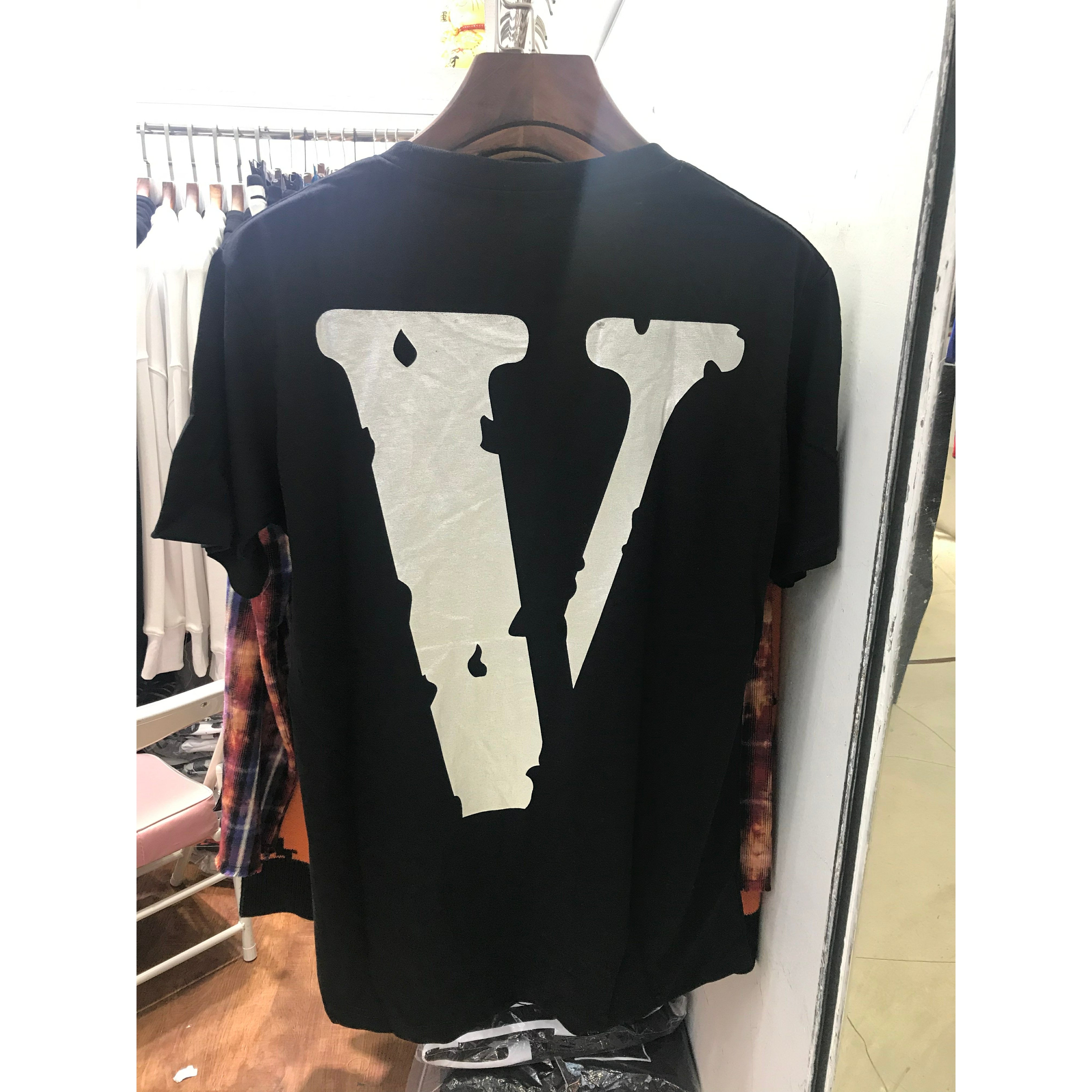 Vlone Black and Silver Tee Shirt