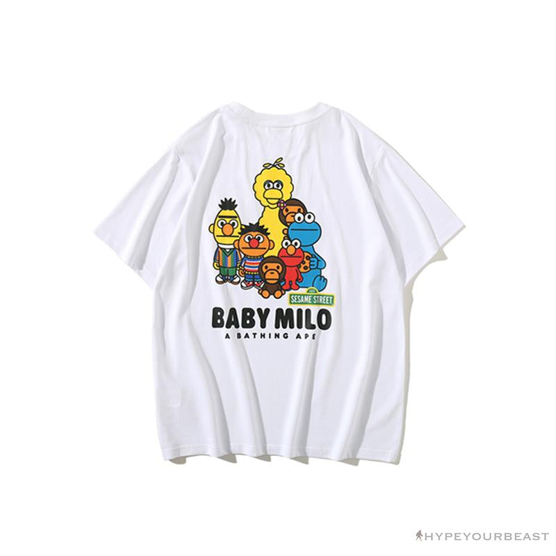 BAPE Baby Milo Sesame Street Plain Tee Shirt 'WHITE'