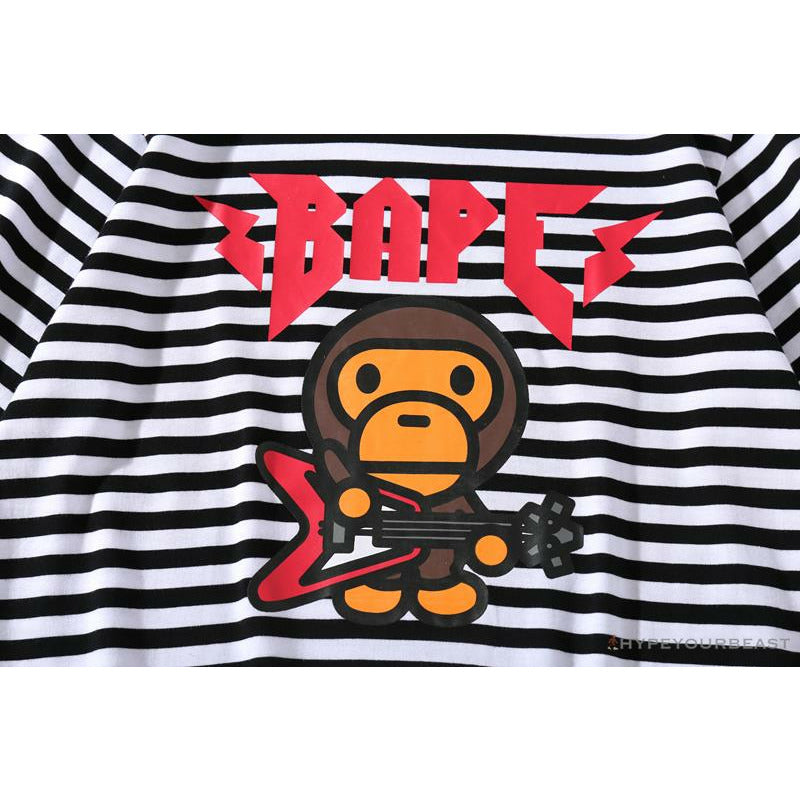 BAPE Baby Milo Rock Bass Player Striped Tee Shirt 'BLACK'