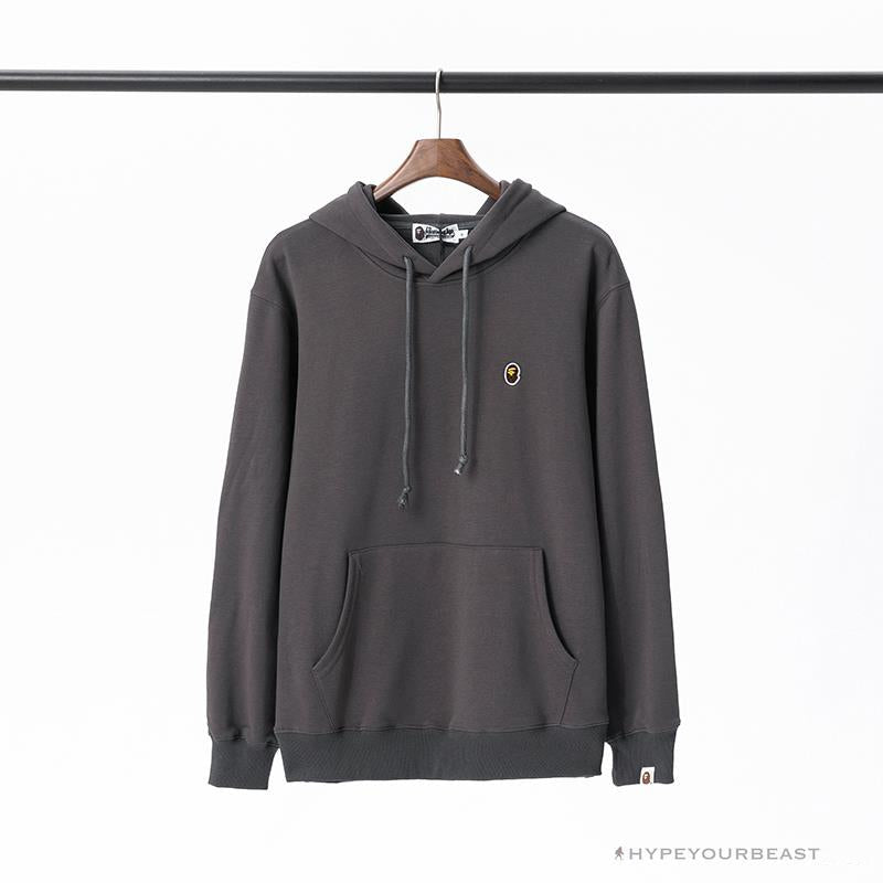 BAPE Classic Ape Head Embroidered Standard Cotton Terry Hoodie 'DARK GREY'