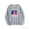 BAPE x RUSSELL ATHLETIC Joint Pullover Long Sleeve Shirt 'GREY'