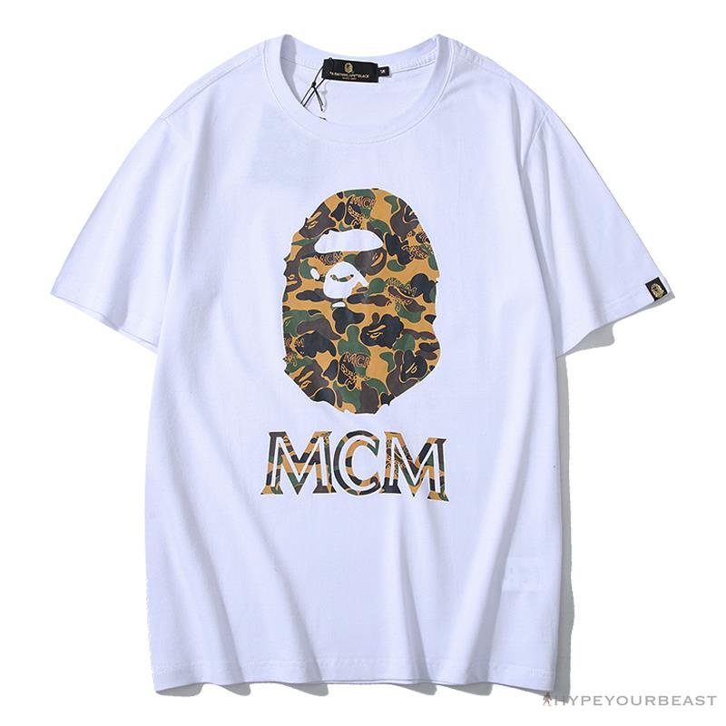 BAPE x MCM Camouflage Ape Head Tee Shirt 'WHITE'