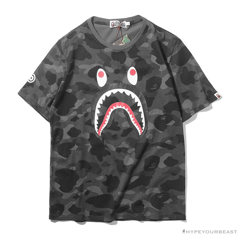 BAPE Camouflage Shark Head Classic Cotton Short Sleeve Tee Shirt 'BLACK'